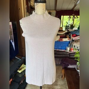 Banana Republic RIBBED TURTLENECK TANK sparkling Champaign pink color.